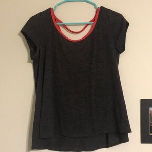 Grey sheer shirt with cute detailing on the back